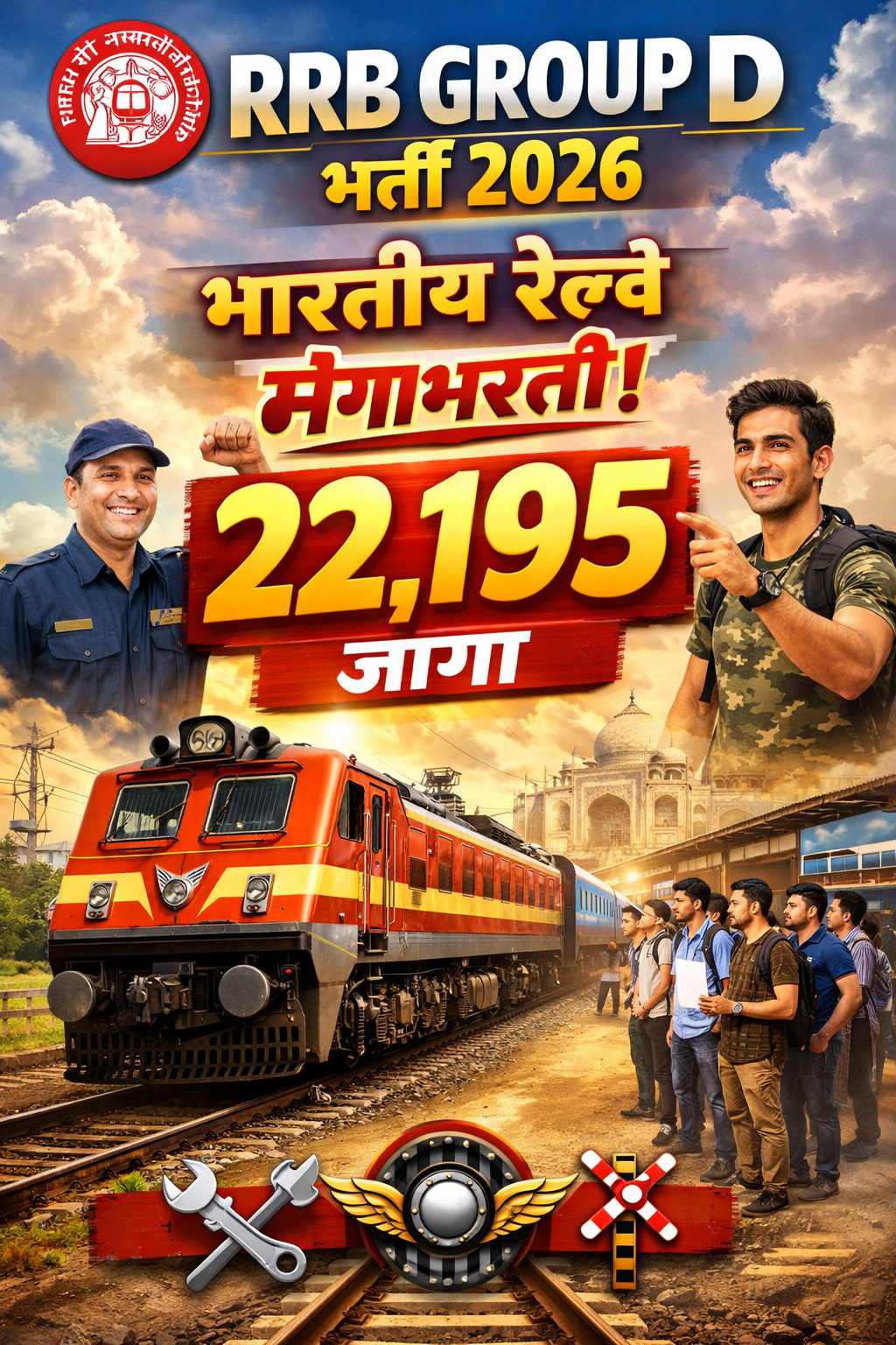 RRB Group D Bharti 2026 – भारतीय रेल्व्यात 22,195 जागांसाठी मेगाभरती