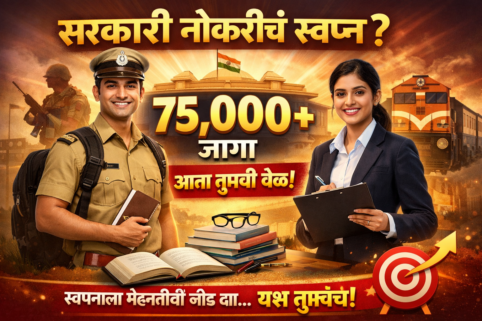 सरकारी नोकरीचं स्वप्न?  75,000 + जागा  आता तुमची वेळ!